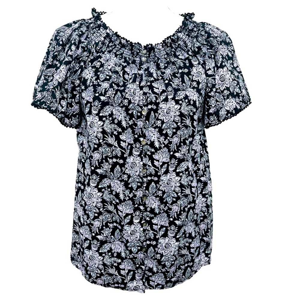 Rebecca Taylor La Vie Provençal Black Combo Top